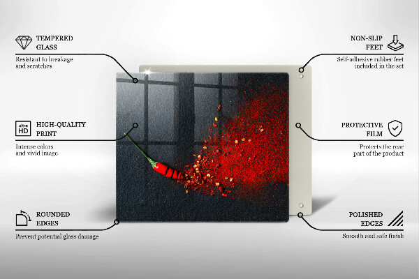 Üveg vágódeszka Csili paprika