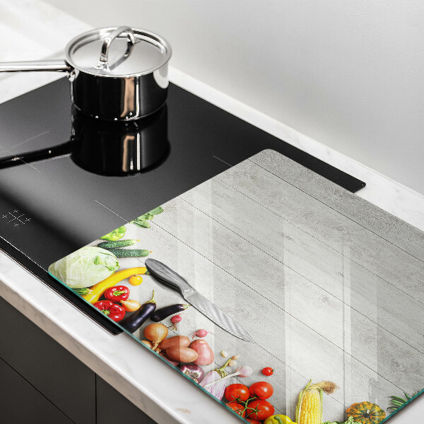 Üveg vágódeszka Zöldségek a táblákon