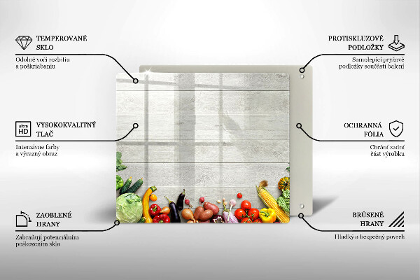 Üveg vágódeszka Zöldségek a táblákon