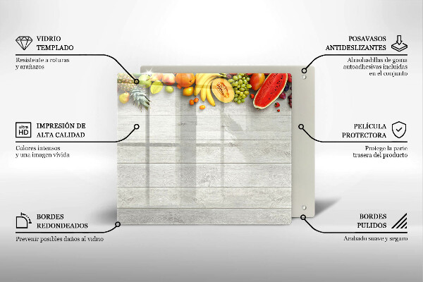 Üveg vágódeszka Gyümölcsök a deszkán