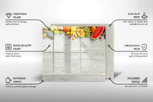 Üveg vágódeszka Gyümölcsök a deszkán