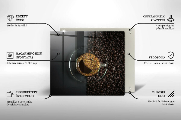 Üveg vágódeszka Kávé és bab