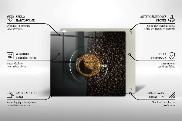 Üveg vágódeszka Kávé és bab