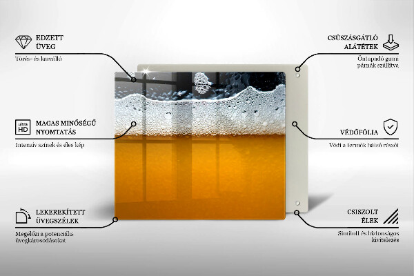 Üveg vágódeszka Igyál sörhabot