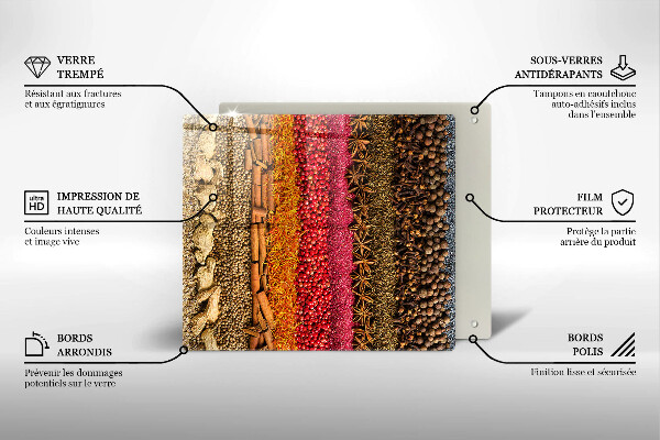 Üveg vágódeszka Színes fűszerek