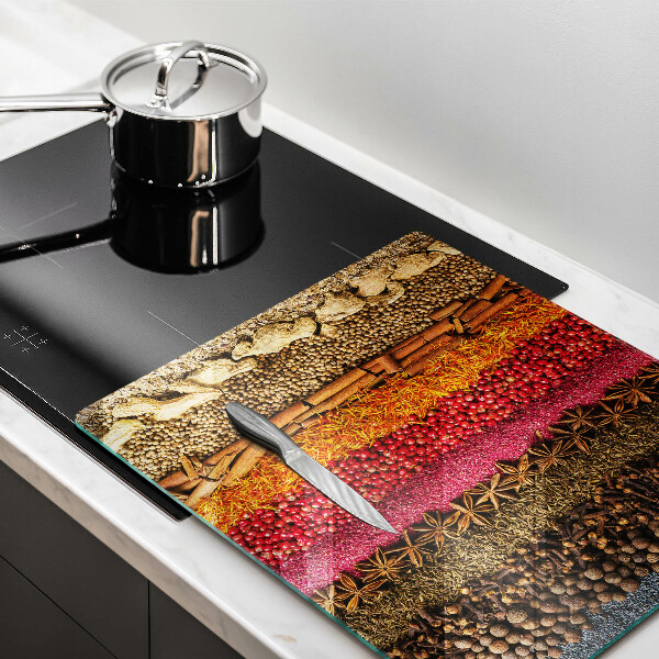 Üveg vágódeszka Színes fűszerek