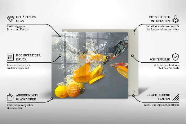 Üveg vágódeszka Citrom vízben