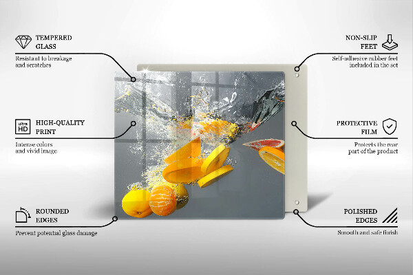 Üveg vágódeszka Citrom vízben