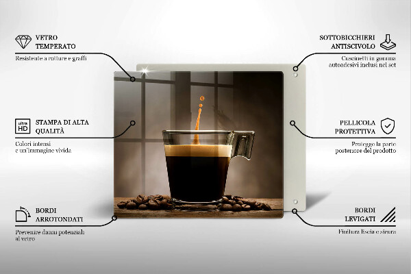 Üveg vágódeszka Üveg és kávébab