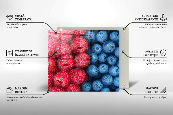 Üveg vágódeszka Málna és áfonya gyümölcsök