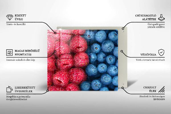 Üveg vágódeszka Málna és áfonya gyümölcsök