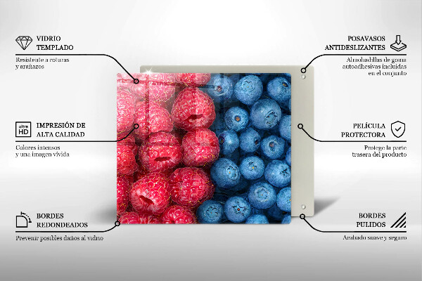 Üveg vágódeszka Málna és áfonya gyümölcsök