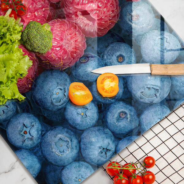 Üveg vágódeszka Málna és áfonya gyümölcsök