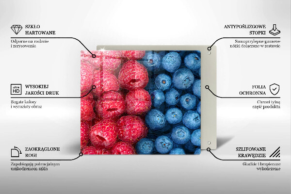 Üveg vágódeszka Málna és áfonya gyümölcsök