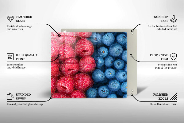 Üveg vágódeszka Málna és áfonya gyümölcsök