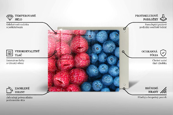 Üveg vágódeszka Málna és áfonya gyümölcsök