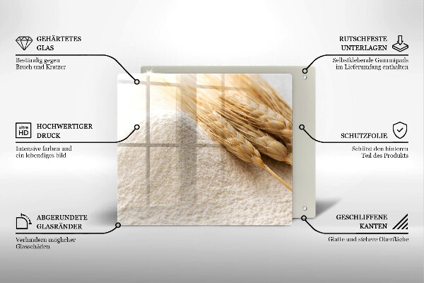 Üveg vágódeszka Liszt és kalászok