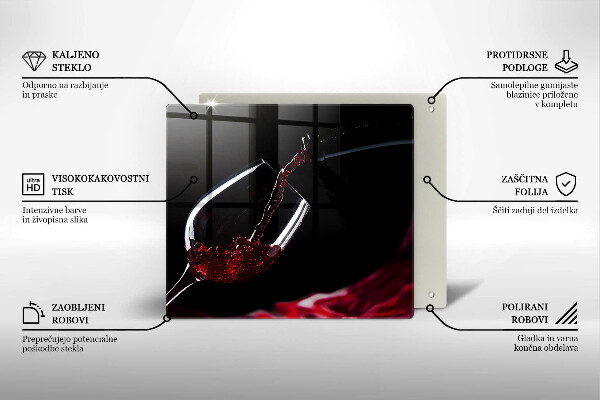 Üveg vágódeszka Egy pohár vörösbor