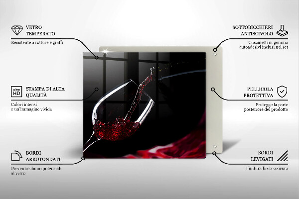 Üveg vágódeszka Egy pohár vörösbor