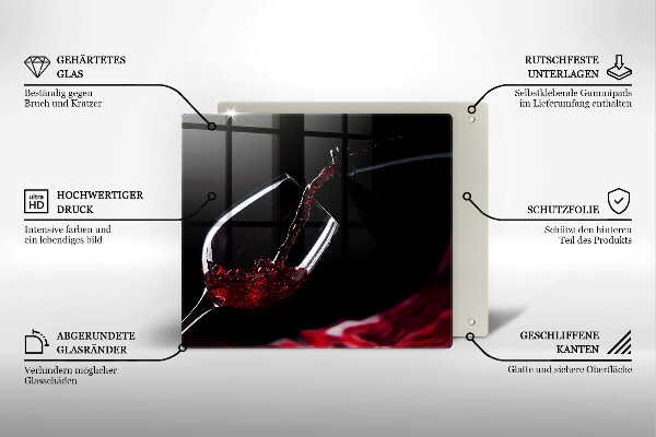 Üveg vágódeszka Egy pohár vörösbor