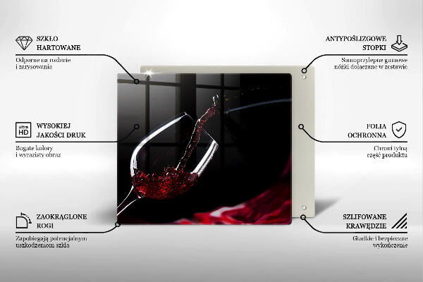 Üveg vágódeszka Egy pohár vörösbor