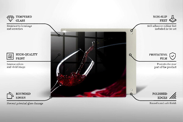 Üveg vágódeszka Egy pohár vörösbor