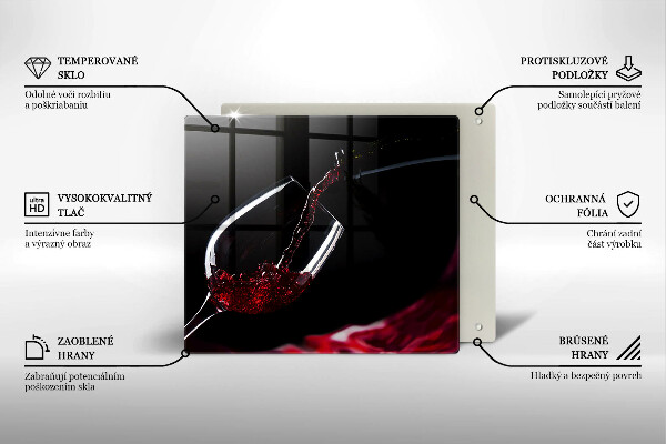 Üveg vágódeszka Egy pohár vörösbor