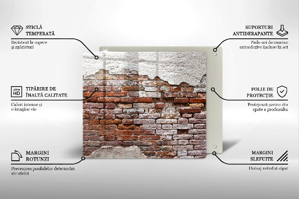 Üveg vágódeszka Régi tégla és beton fal