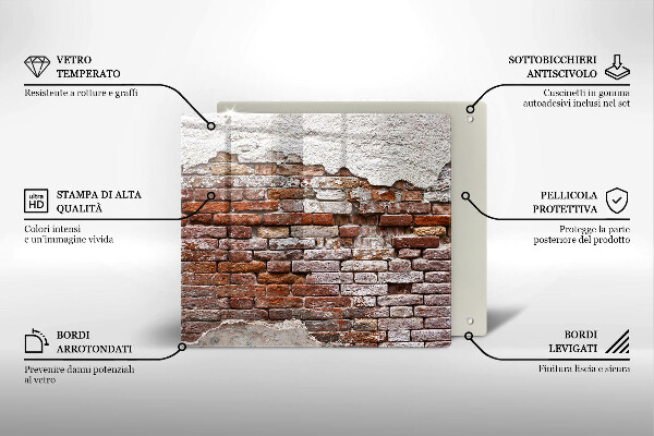 Üveg vágódeszka Régi tégla és beton fal