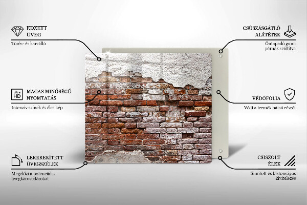 Üveg vágódeszka Régi tégla és beton fal