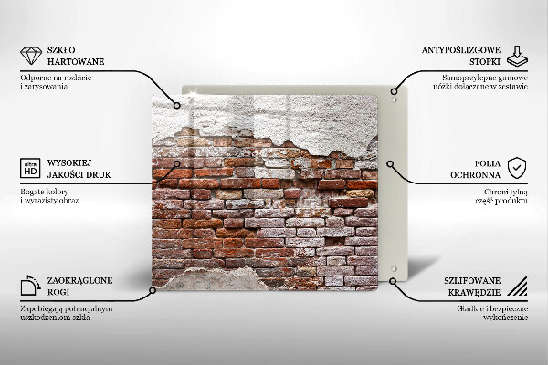 Üveg vágódeszka Régi tégla és beton fal
