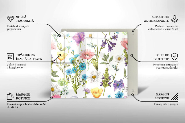 Üveg vágódeszka Virágok illusztráció