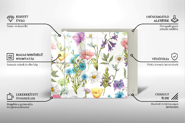 Üveg vágódeszka Virágok illusztráció