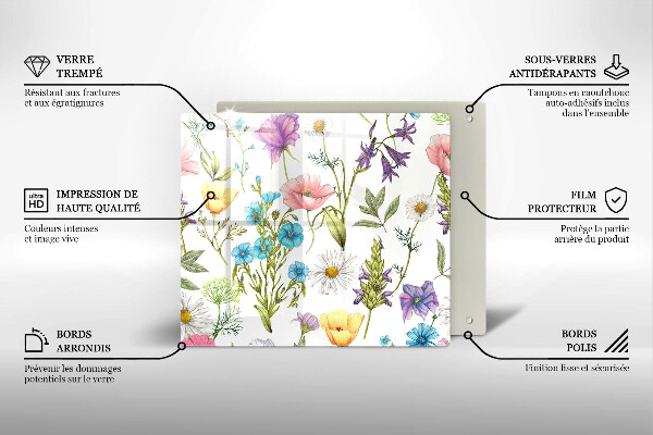 Üveg vágódeszka Virágok illusztráció