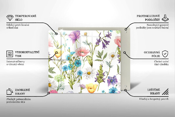 Üveg vágódeszka Virágok illusztráció