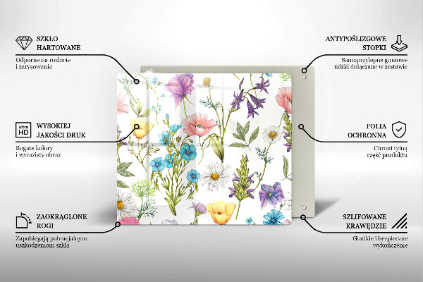 Üveg vágódeszka Virágok illusztráció