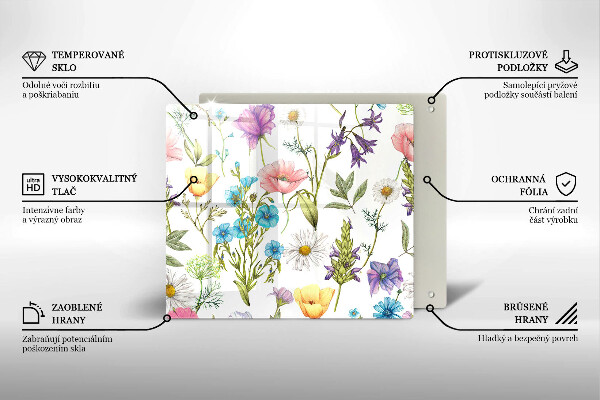 Üveg vágódeszka Virágok illusztráció