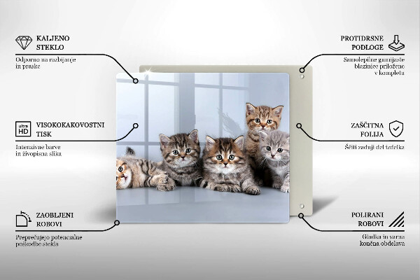 Üveg vágódeszka Édes kis cicák