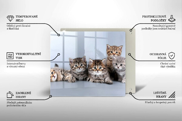 Üveg vágódeszka Édes kis cicák