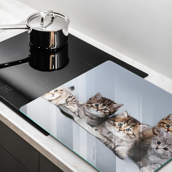 Üveg vágódeszka Édes kis cicák