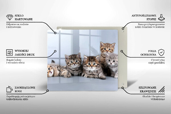 Üveg vágódeszka Édes kis cicák