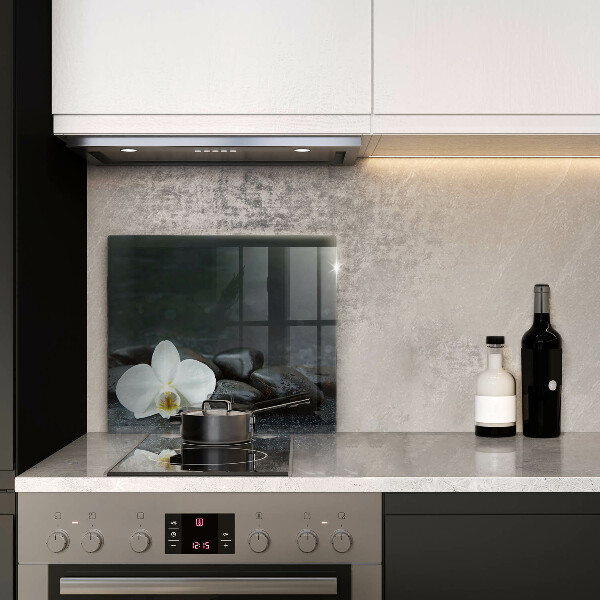 Üveg vágódeszka Fehér virág Zen kövek