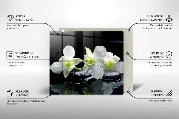 Üveg vágódeszka Fehér virágok a zen vízben