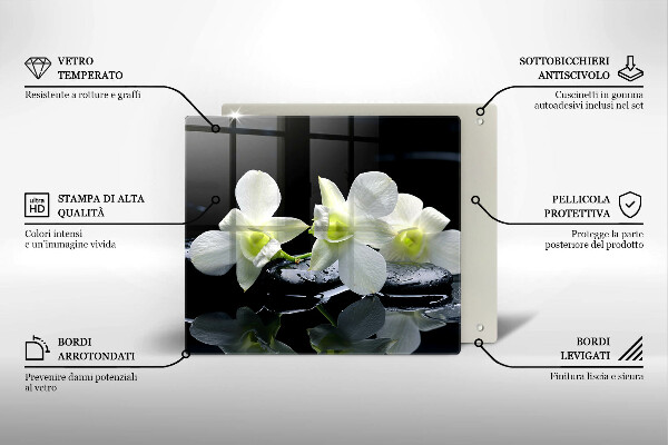 Üveg vágódeszka Fehér virágok a zen vízben