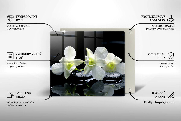 Üveg vágódeszka Fehér virágok a zen vízben