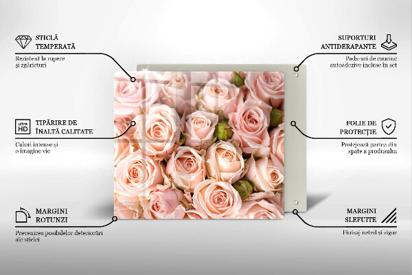 Üveg vágódeszka Csokor finom rózsa