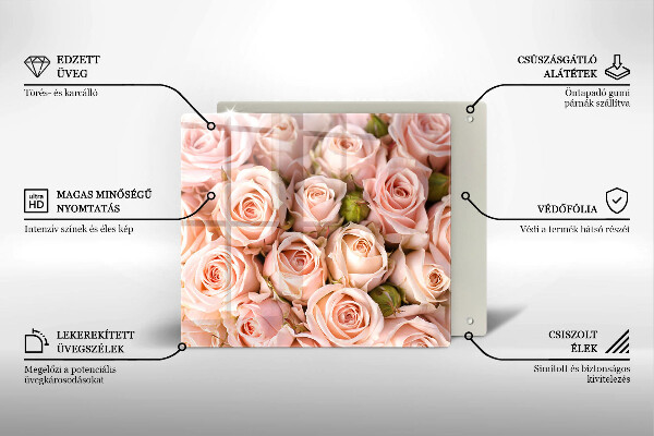 Üveg vágódeszka Csokor finom rózsa