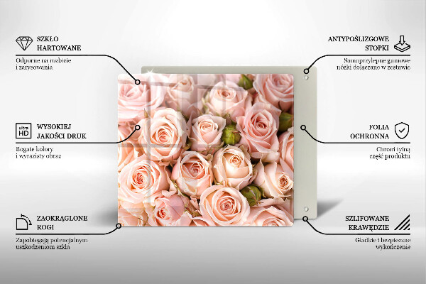 Üveg vágódeszka Csokor finom rózsa