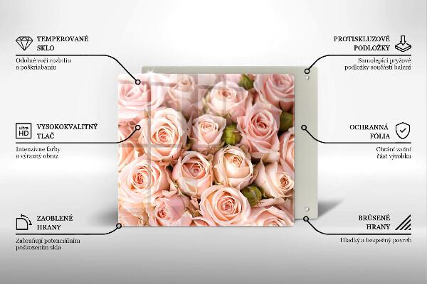 Üveg vágódeszka Csokor finom rózsa