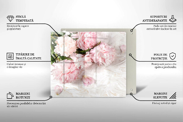 Üveg vágódeszka Finom rózsa virágok